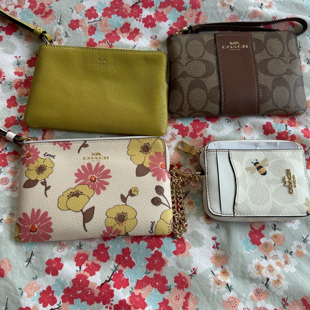 Coach Women's Floral and Neutral Wristlet Collection